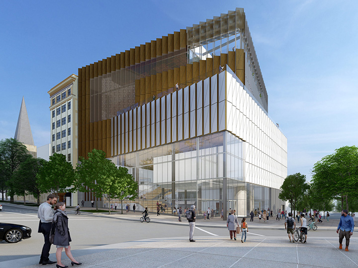 Rendering of the exterior of the new History Center in Madison Wisconsin.