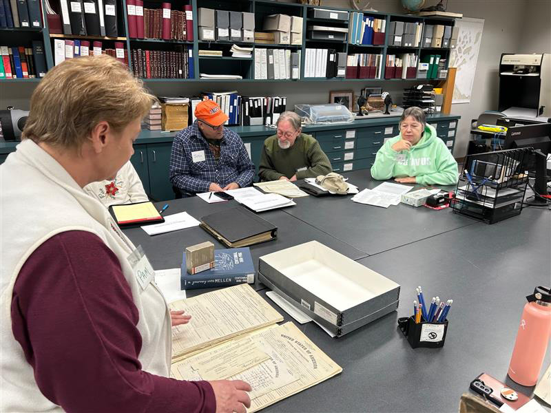 Pam and members of the Ashland Historical Museum doing research.