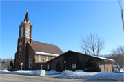 329 E LOUISA ST, a Late Gothic Revival house of worship, built in Darlington, Wisconsin in 1918.