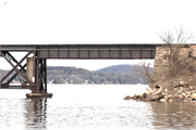 C&NW RR bridge across Wisconsin River at Merrimac, a NA (unknown or not a building) bridge, built in Merrimac, Wisconsin in 1878.