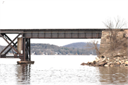 C&NW RR bridge across Wisconsin River at Merrimac, a NA (unknown or not a building) deck truss bridge, built in Merrimac, Wisconsin in 1878.