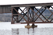 C&NW RR bridge across Wisconsin River at Merrimac, a NA (unknown or not a building) deck truss bridge, built in Merrimac, Wisconsin in 1878.