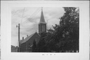 423 Fremont St., a Romanesque Revival house of worship, built in Kiel, Wisconsin in 1913.