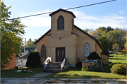304 School St., a Late Gothic Revival church, built in Blanchardville, Wisconsin in 1955.