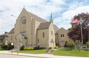 521 N 8TH ST, a Late Gothic Revival church, built in Manitowoc, Wisconsin in 1940.