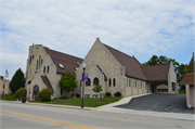 424 Fremont St., a Late Gothic Revival church, built in Kiel, Wisconsin in 1937.