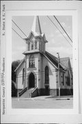 227 N State St, a Early Gothic Revival house of worship, built in Neshkoro, Wisconsin in 1911.