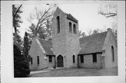 1115 E Green Bay St, a Late Gothic Revival church, built in Shawano, Wisconsin in 1941.