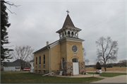 W104 COUNTY HIGHWAY CI, a Romanesque Revival church, built in Palmyra, Wisconsin in 1869.