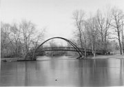 Tenney Park, a suspension bridge, built in Madison, Wisconsin in 1970.