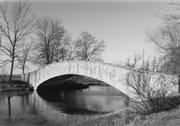 Tenney Park Lagoon near Sherman Ave., a NA (unknown or not a building) concrete bridge, built in Madison, Wisconsin in 1929.
