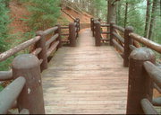 COPPER FALLS STATE PARK, a Rustic Style wood bridge, built in Morse, Wisconsin in 1940.