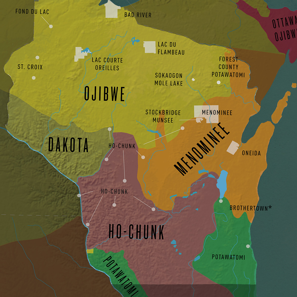 Map of the First Nations in Wisconsin