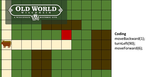 Old World Wisconsin. A grid diagram planning out farm placement using coding principles.