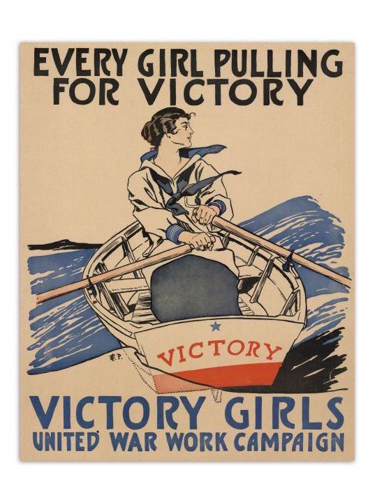 Girl Pulling For Victory Propaganda Poster