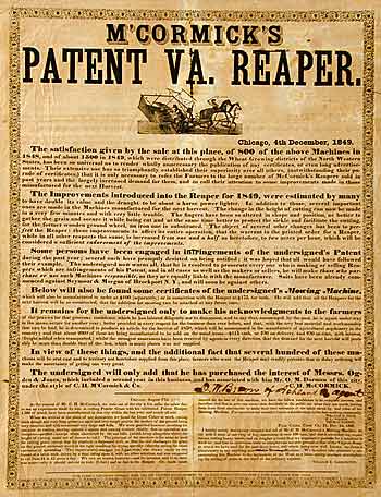 McCormick's Patent Va. Reaper Poster.