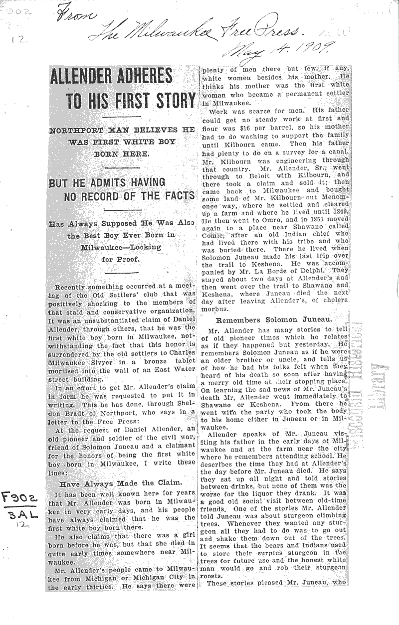  Source: Milwaukee Free Press Date: 1909-05-14