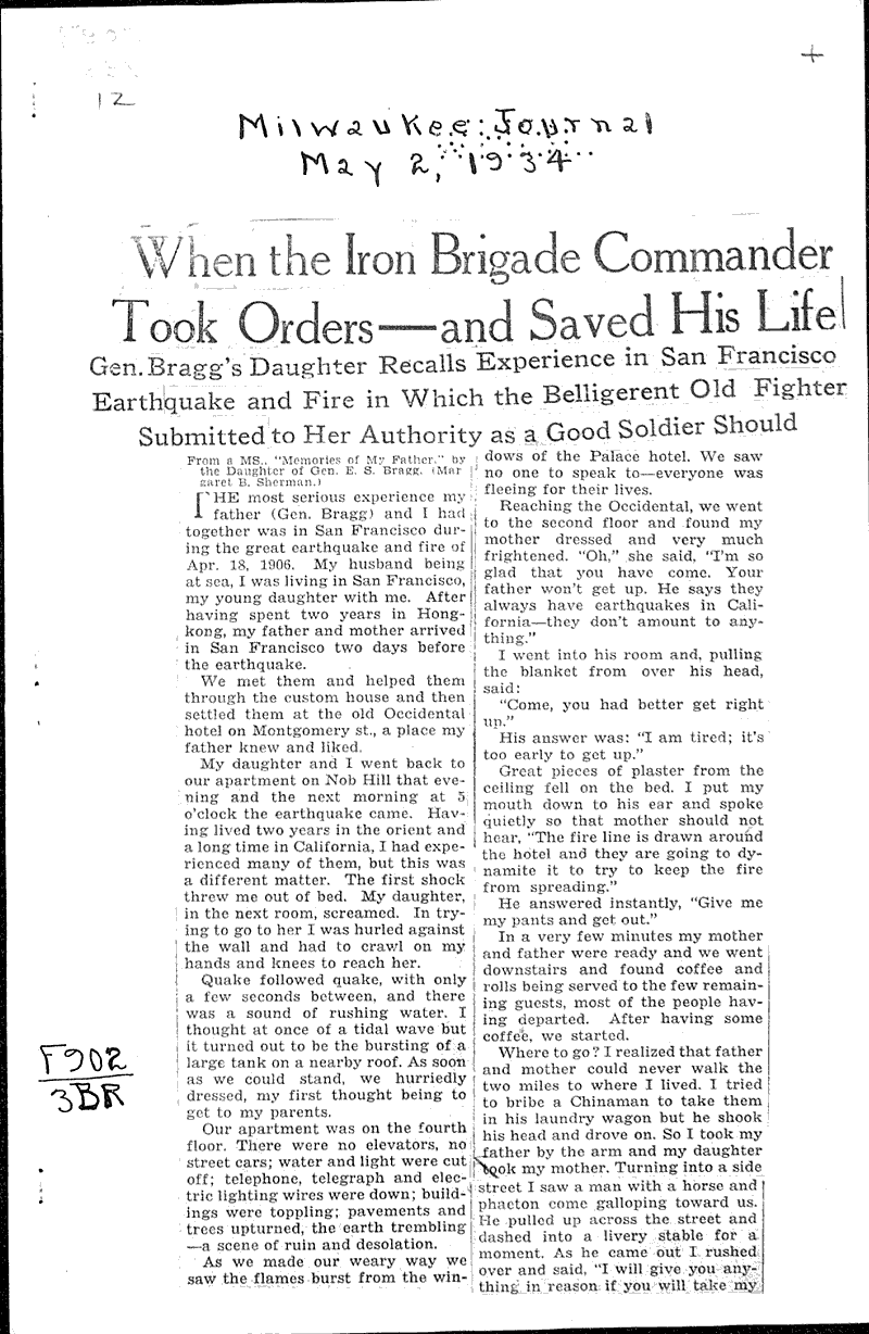  Source: Milwaukee Journal Topics: Civil War Date: 1934-05-02