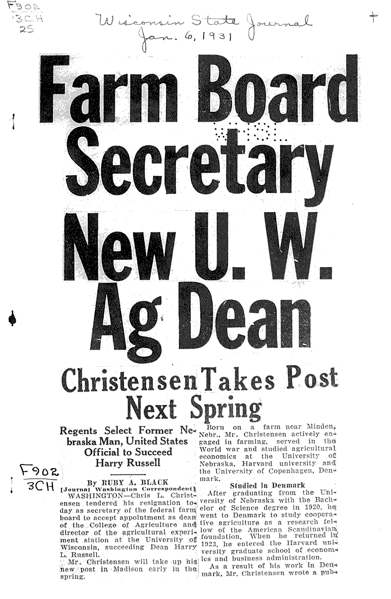  Source: Wisconsin State Journal Topics: Education Date: 1931-01-06