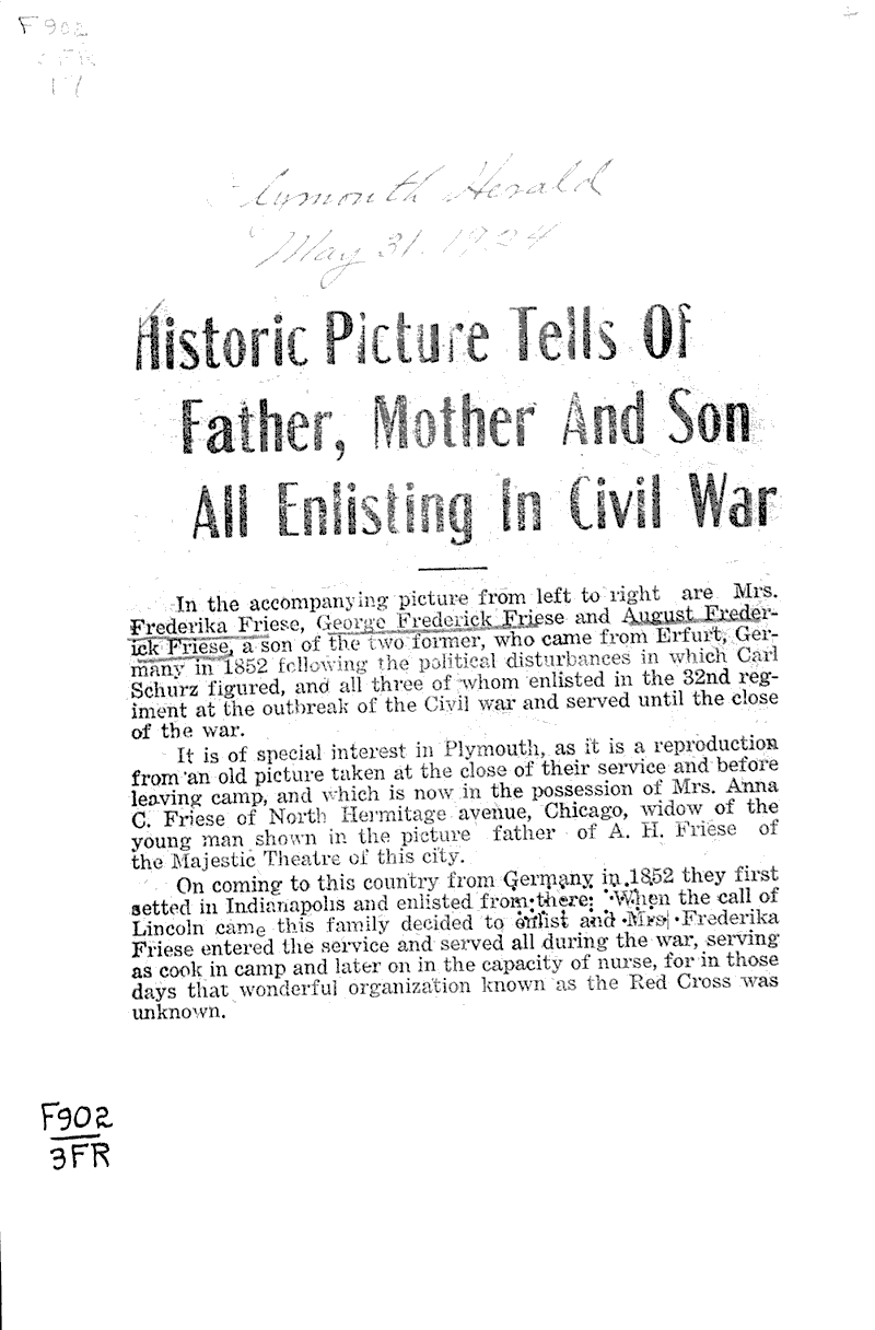  Source: Plymouth Herald Topics: Civil War Date: 1924-05-31