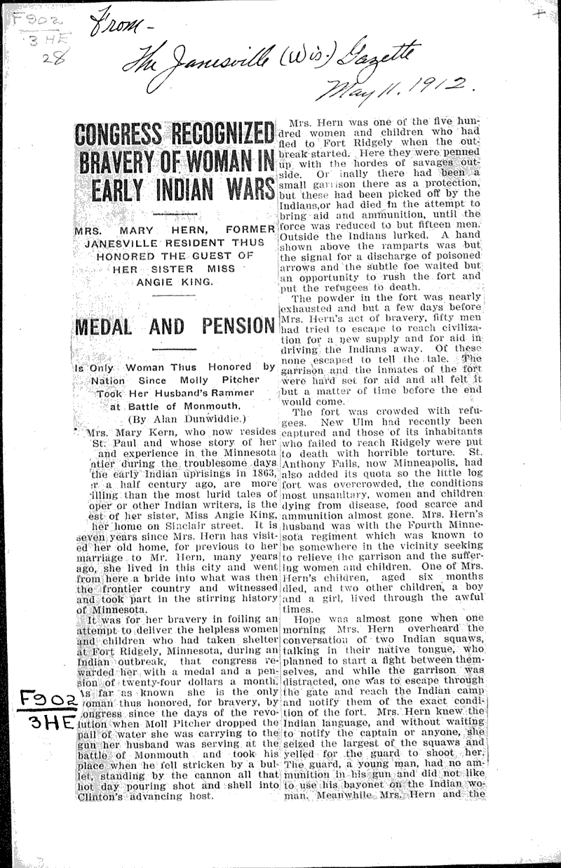  Source: Janesville Gazette Topics: Wars Date: 1912-05-11