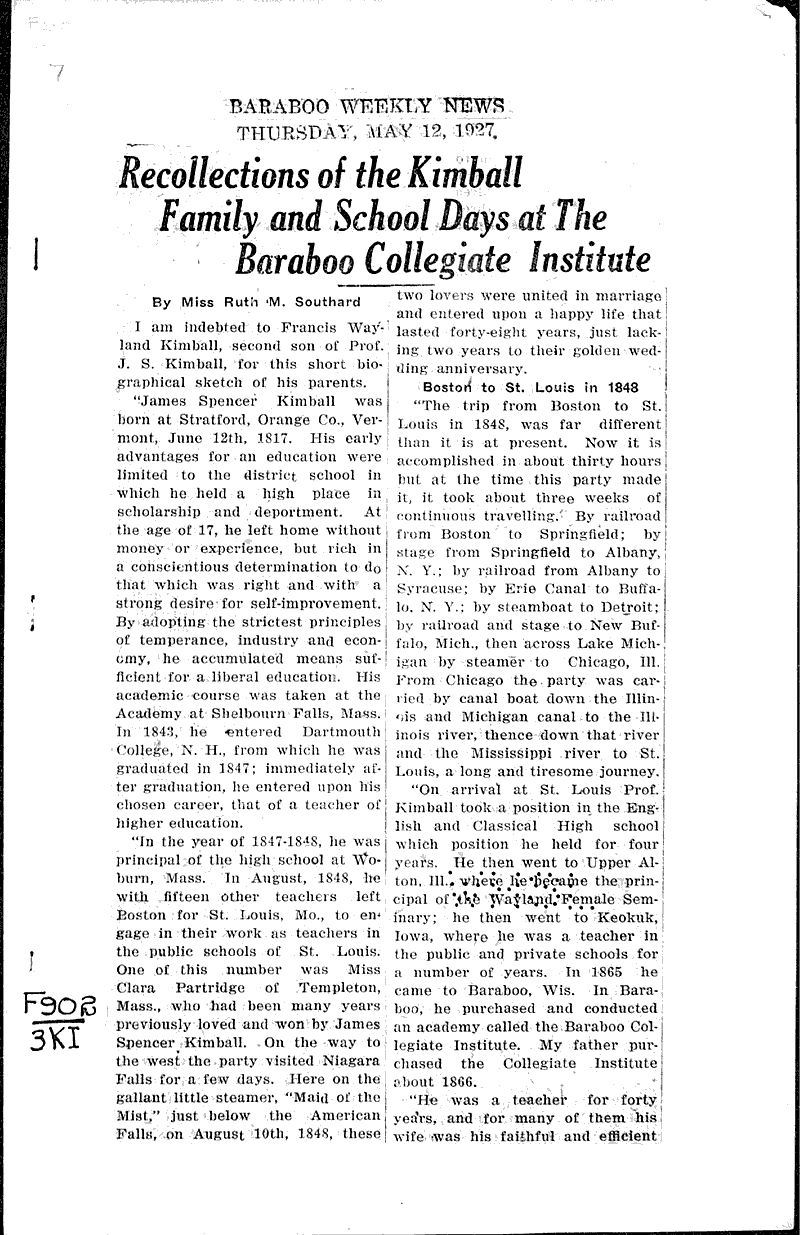  Source: Baraboo Weekly News Date: 1927-05-12