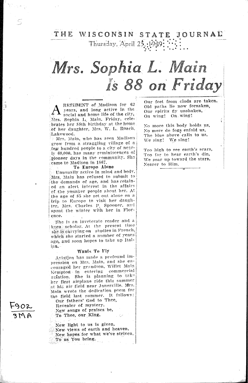  Source: Wisconsin State Journal Date: 1929-04-25