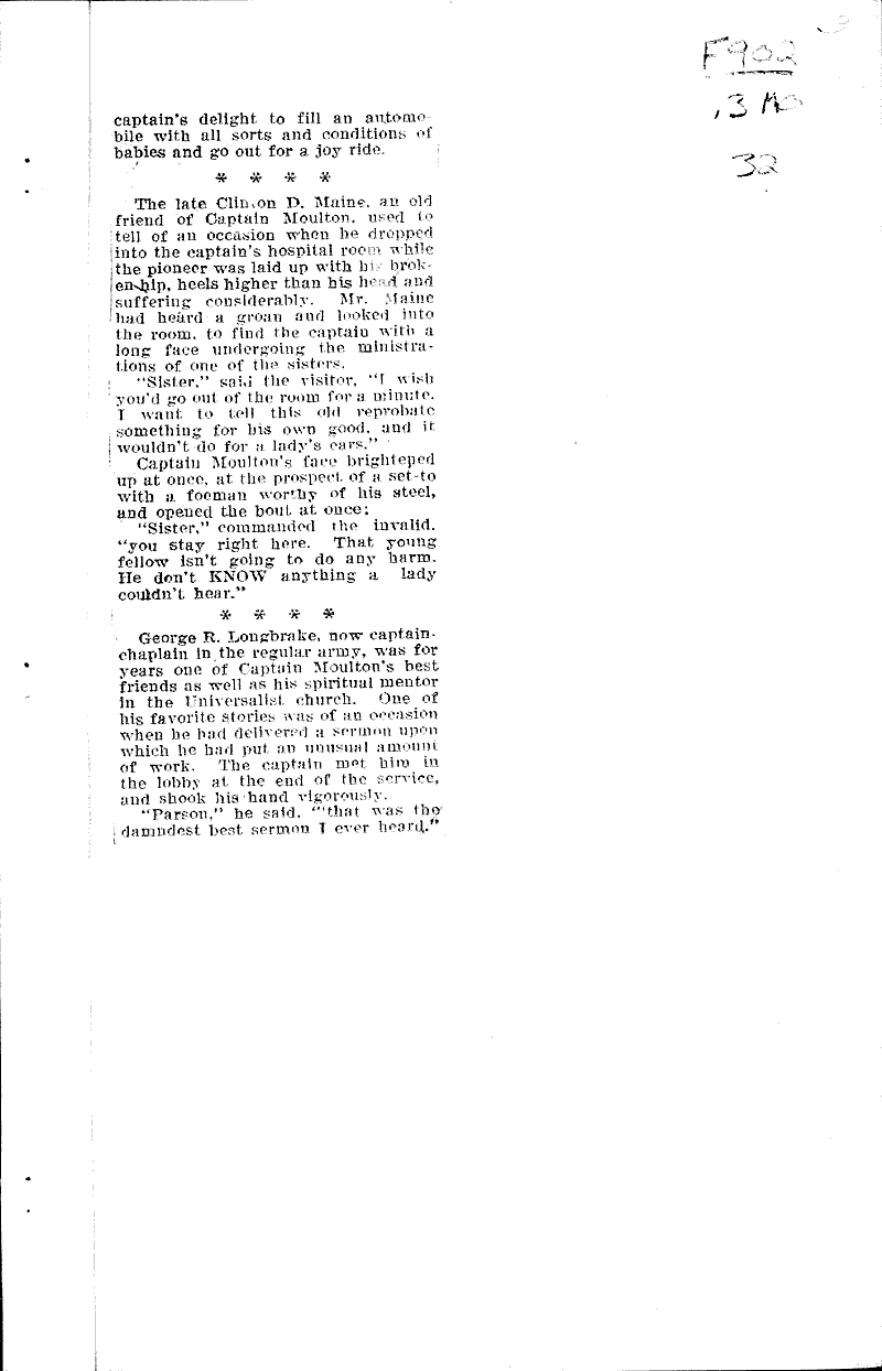 Of Captain Moulton Source: La Crosse Tribune Date: 1919-02-10