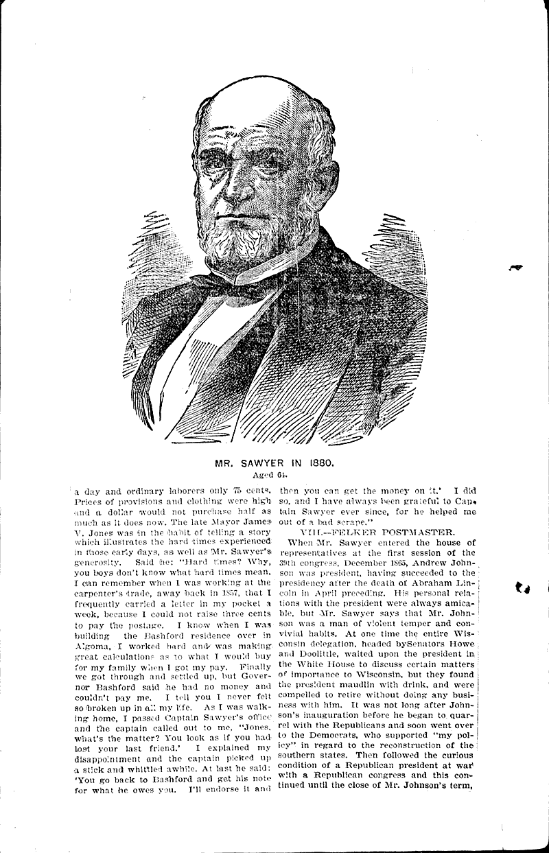 Our "grand old man." Source: Oshkosh Northwestern Topics: Government and Politics Date: 1896-09-19