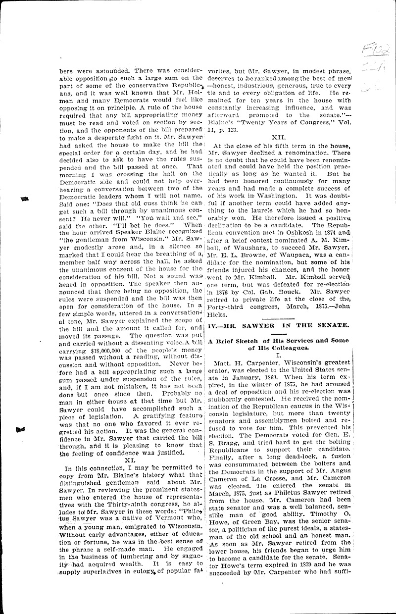Our "grand old man." Source: Oshkosh Northwestern Topics: Government and Politics Date: 1896-09-19