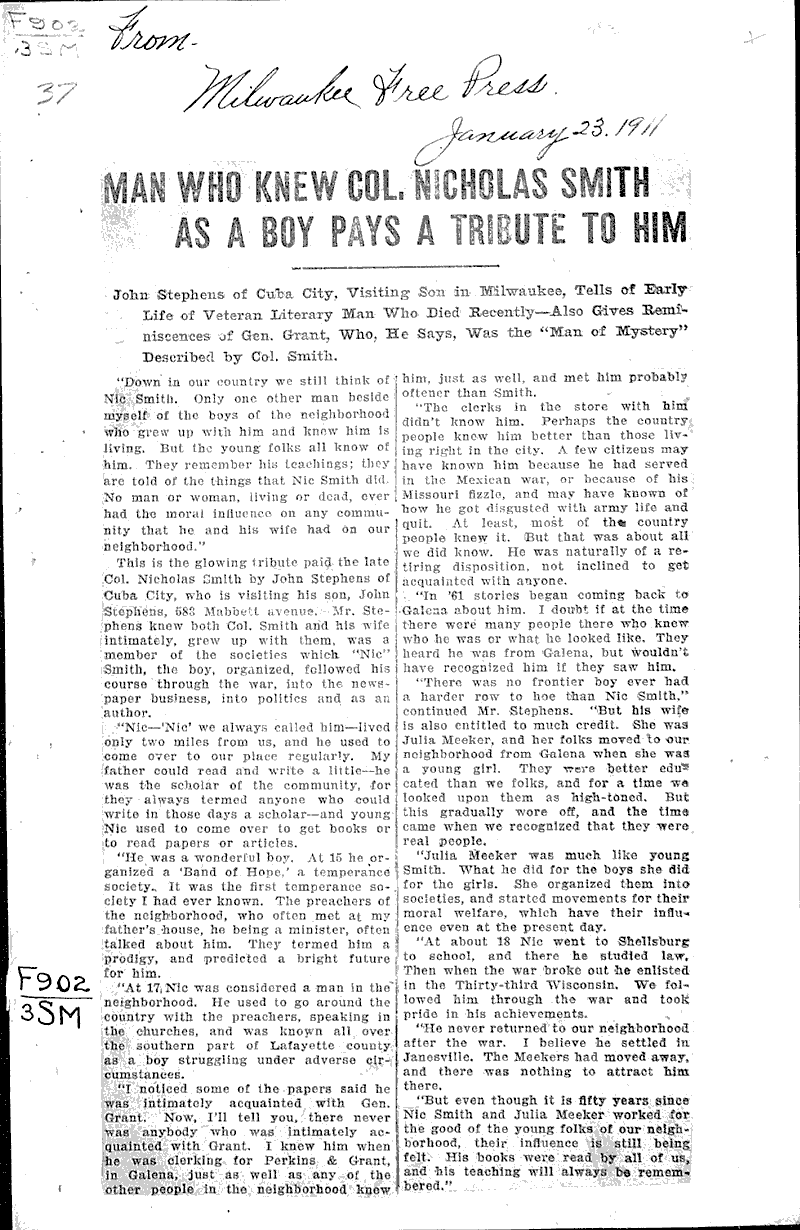  Source: Milwaukee Free Press Date: 1911-01-23