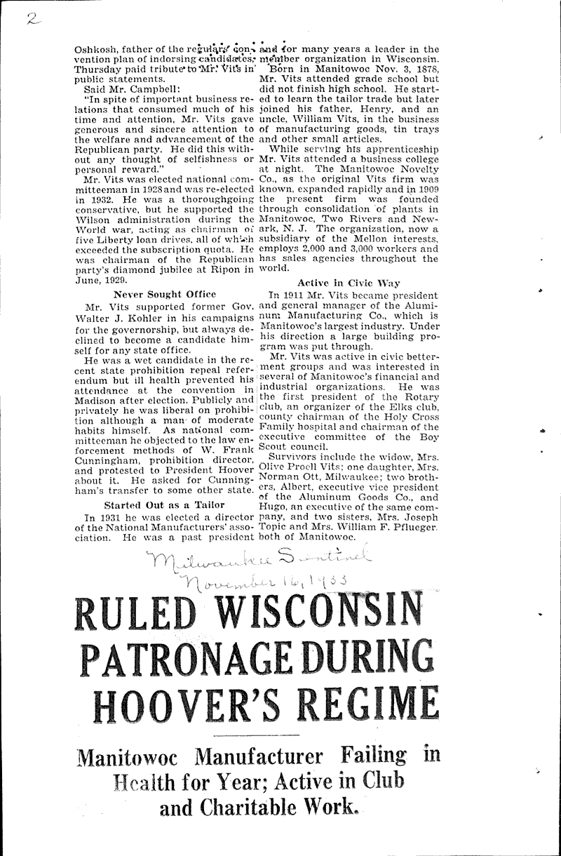 Source: Milwaukee Journal Topics: Government and Politics Date: 1933-11-16