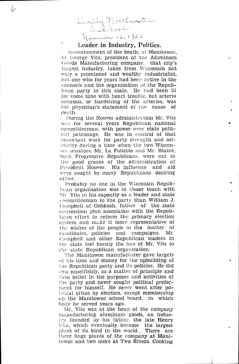  Source: Milwaukee Journal Topics: Government and Politics Date: 1933-11-16