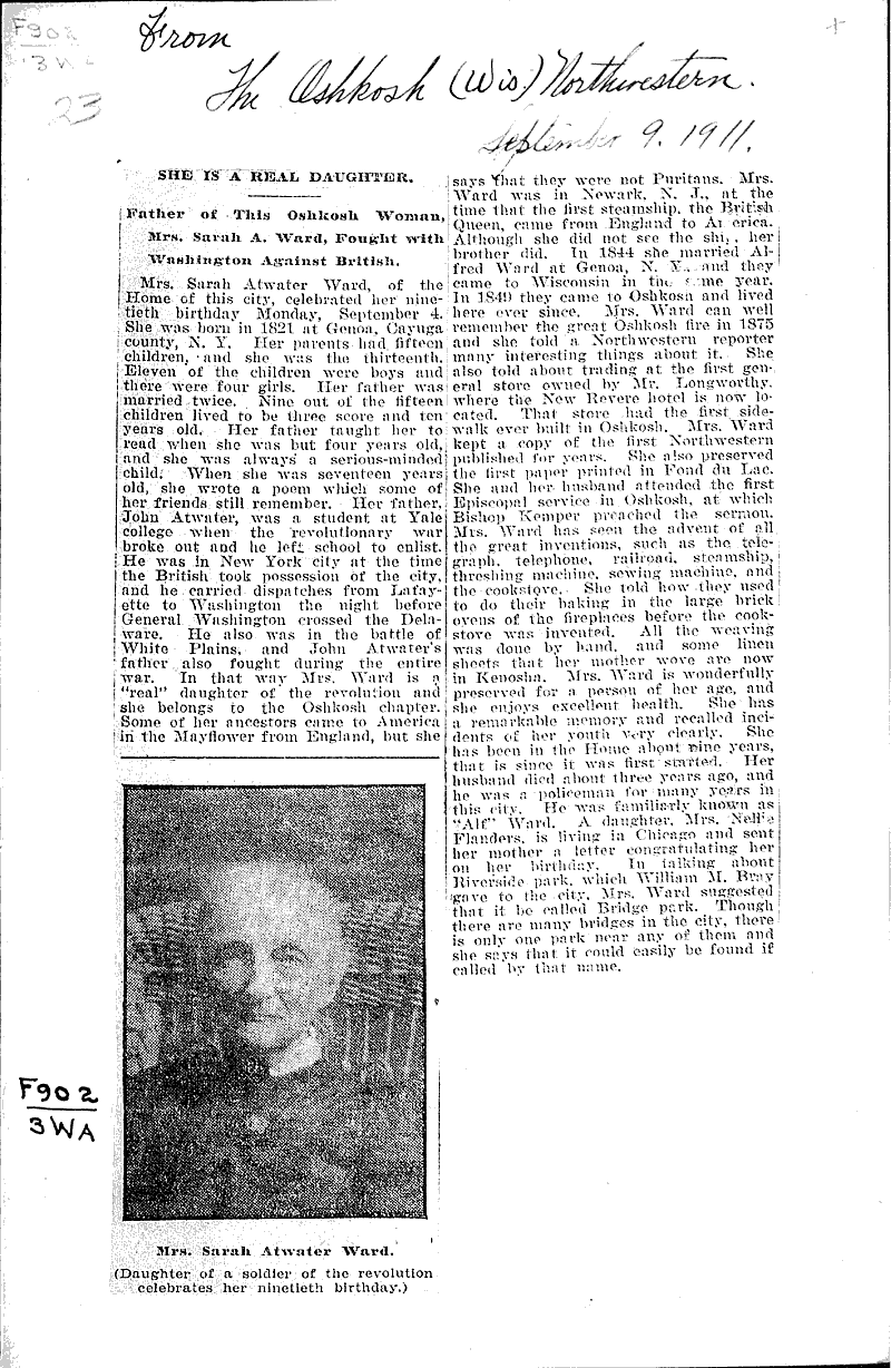 She is a real daughter Source: Oshkosh Northwestern Topics: Education Date: 1911-09-09