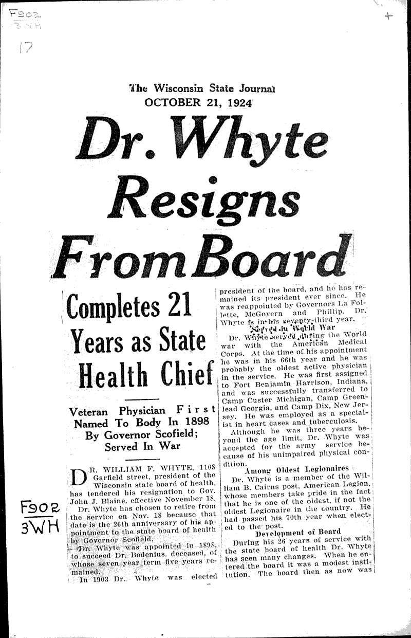  Source: Wisconsin State Journal Topics: Government and Politics Date: 1924-10-21