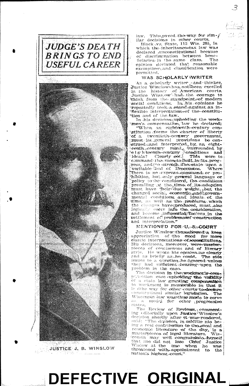  Source: Wisconsin State Journal Topics: Government and Politics Date: 1920-07-13