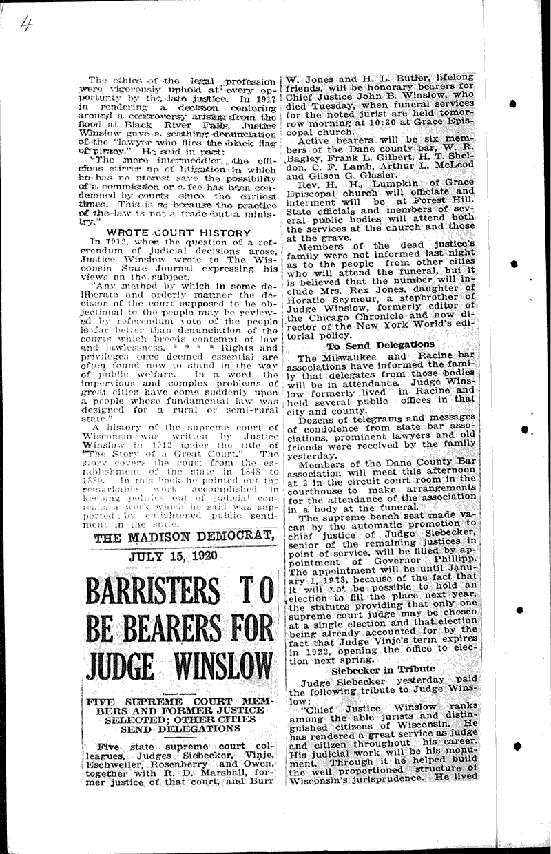  Source: Wisconsin State Journal Topics: Government and Politics Date: 1920-07-13