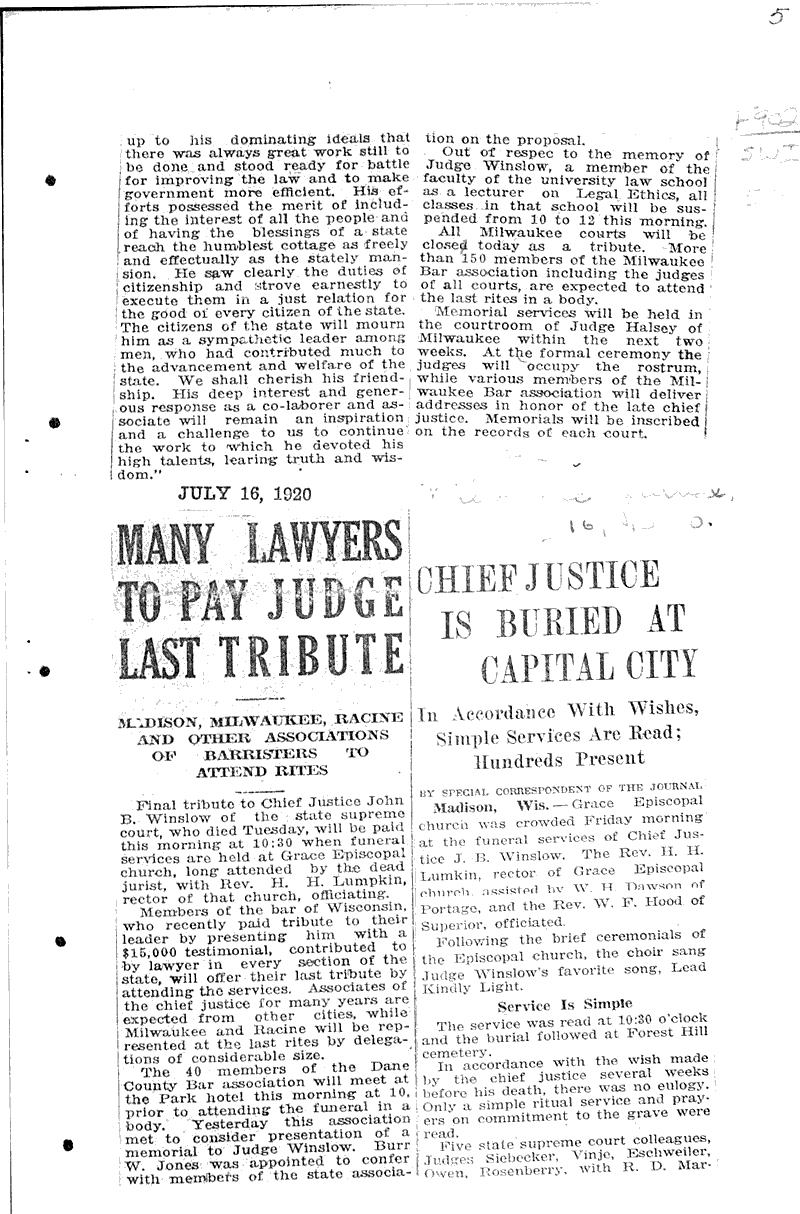  Source: Wisconsin State Journal Topics: Government and Politics Date: 1920-07-13