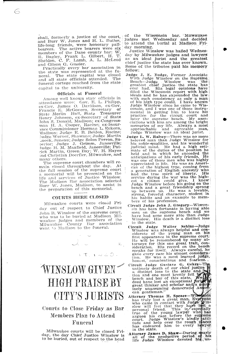  Source: Wisconsin State Journal Topics: Government and Politics Date: 1920-07-13