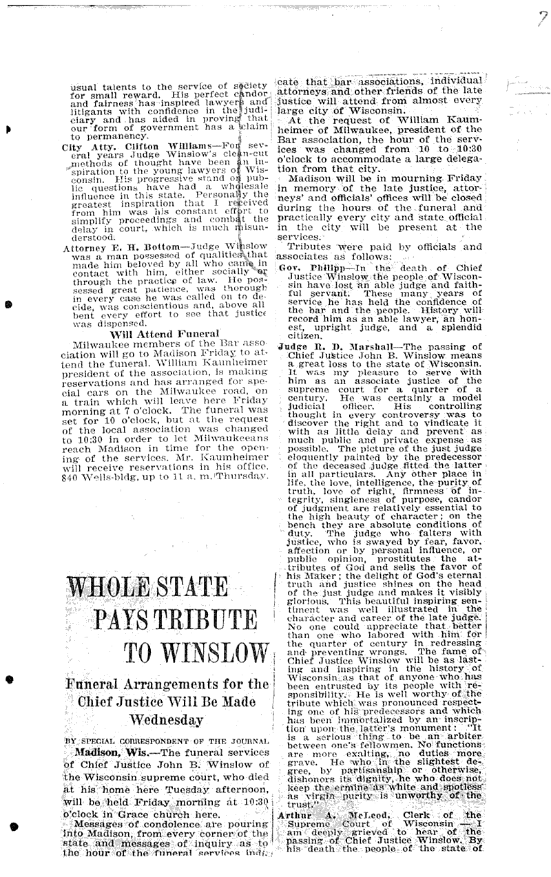  Source: Wisconsin State Journal Topics: Government and Politics Date: 1920-07-13