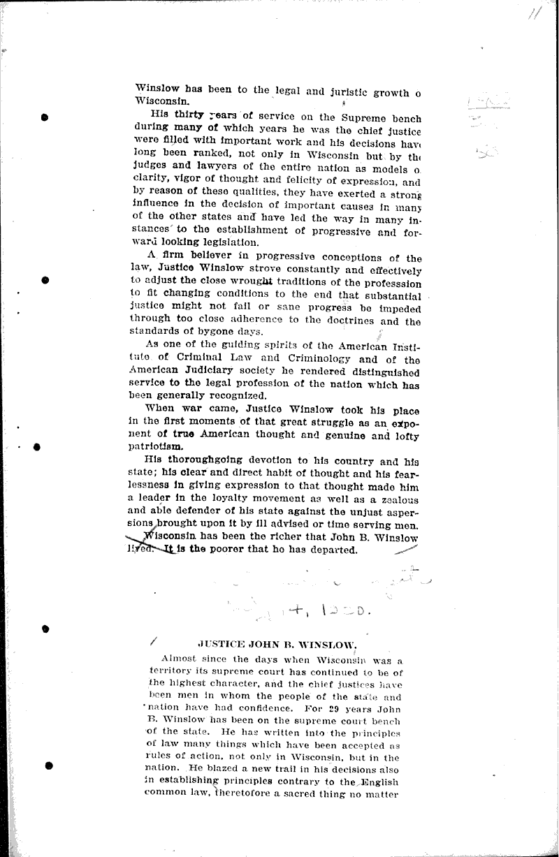  Source: Wisconsin State Journal Topics: Government and Politics Date: 1920-07-13