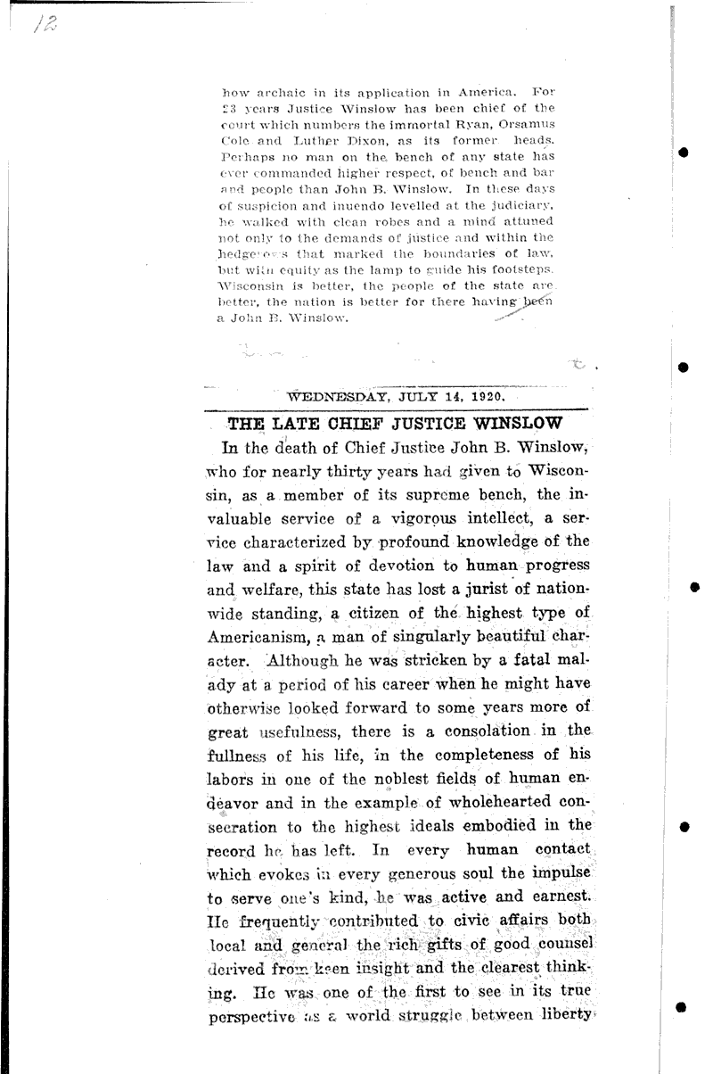  Source: Wisconsin State Journal Topics: Government and Politics Date: 1920-07-13