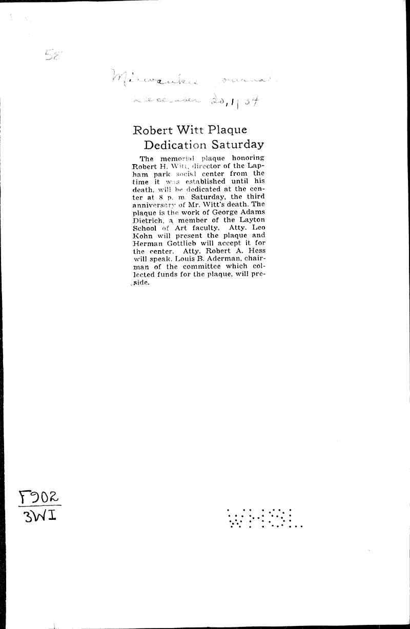  Source: Milwaukee Journal Topics: Government and Politics Date: 1934-12-20