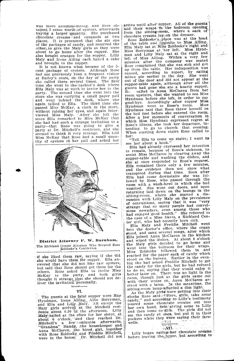 Trial, conviction and pardon of Rose Zoldoske for the murder by poisoning of Ella Maly  Source: Milwaukee Sentinel Date: 1897-02-28