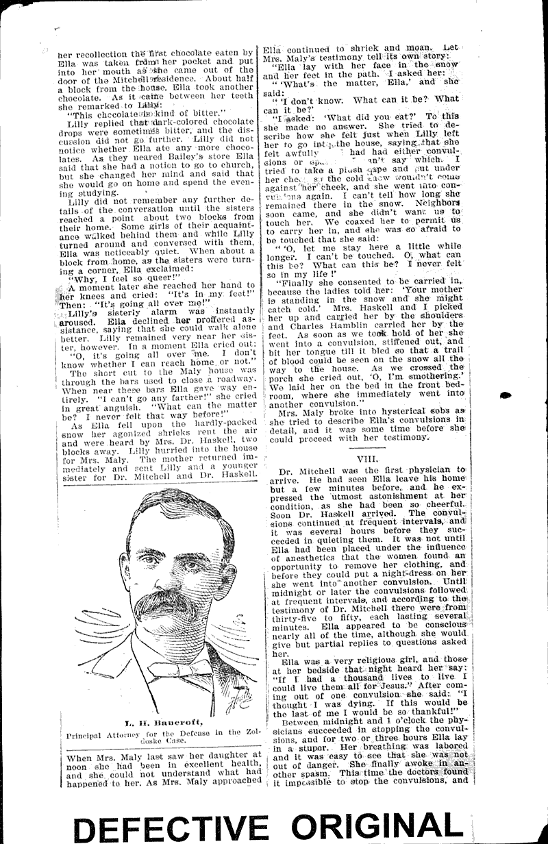 Trial, conviction and pardon of Rose Zoldoske for the murder by poisoning of Ella Maly  Source: Milwaukee Sentinel Date: 1897-02-28