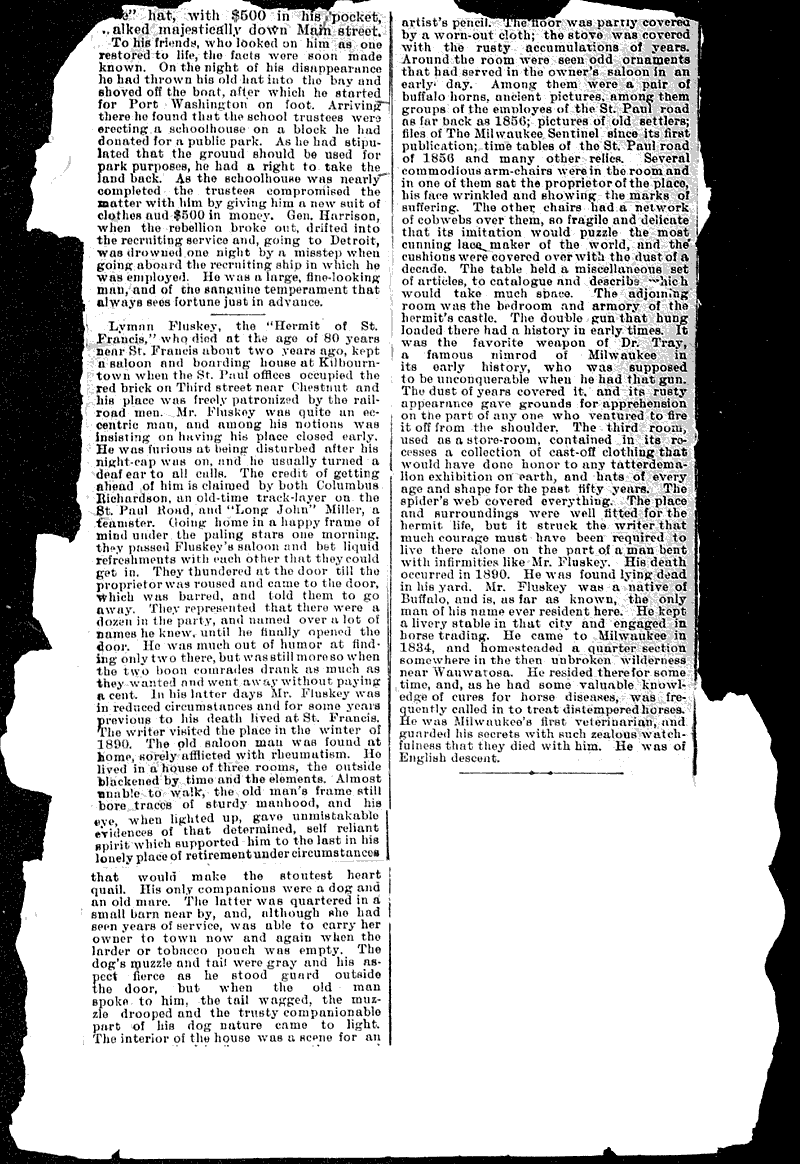 Four early settlers Newspaper Article/Clipping Wisconsin Historical