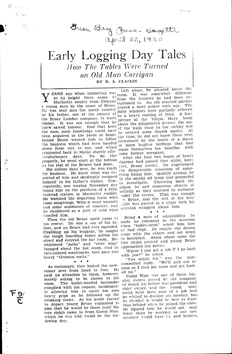  Source: Green Bay Press Gazette Topics: Industry Date: 1930-04-22