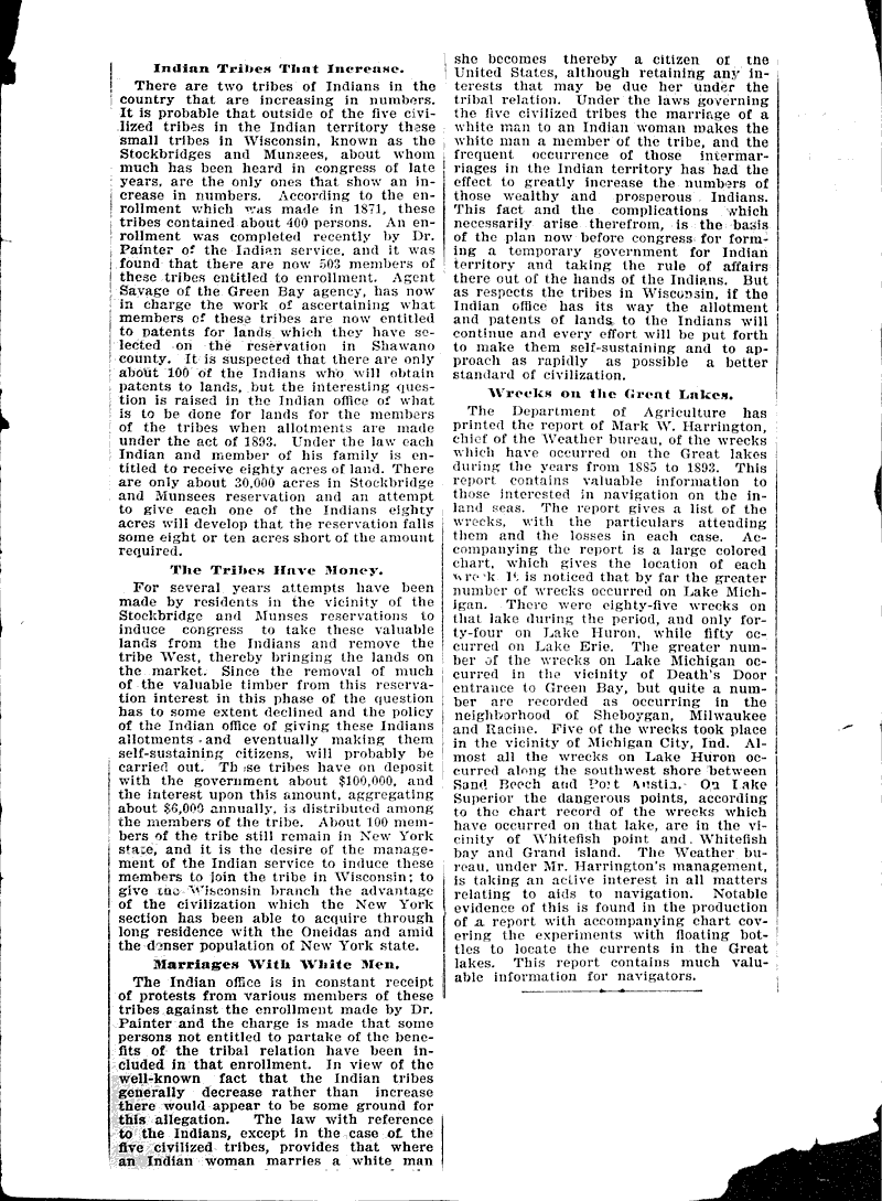 Diamonds in Wisconsin Source: Milwaukee Sentinel Topics: Industry Date: 1895-01-06