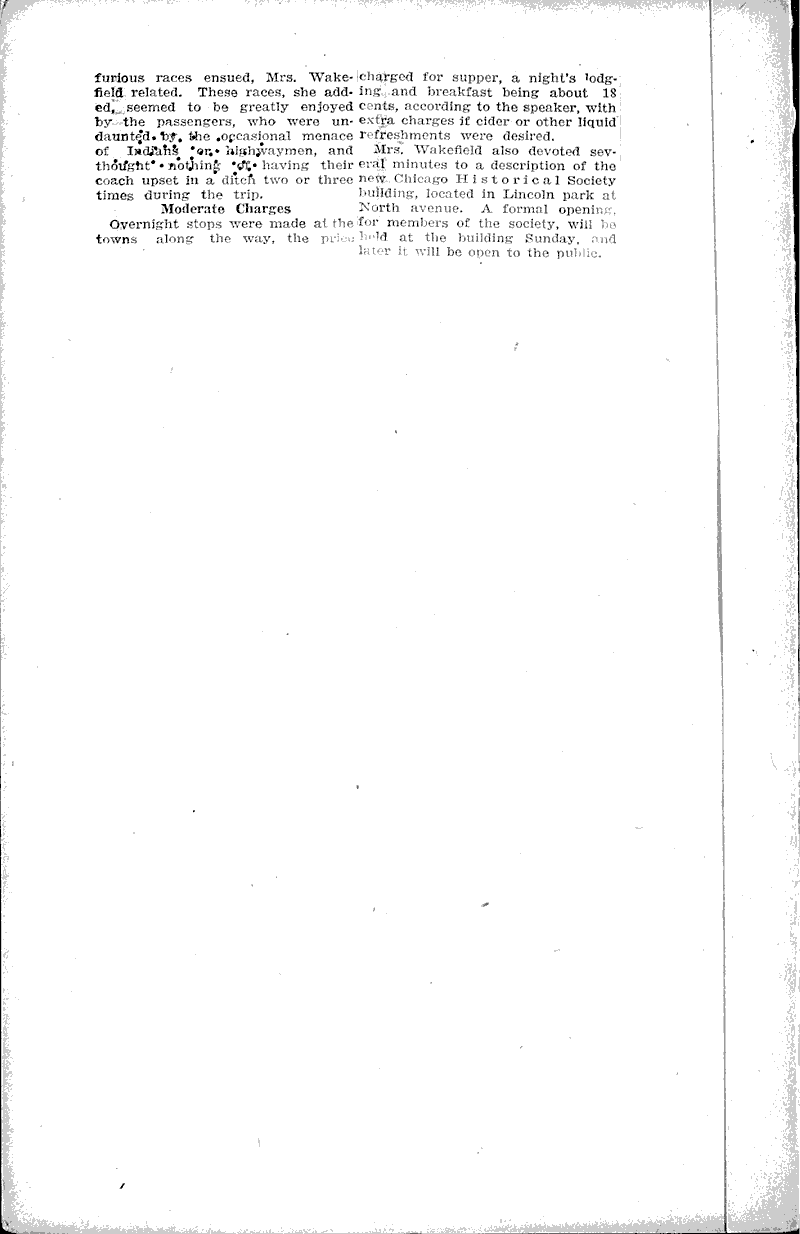 Green bay road's stage coach days described in talk Source: Kenosha Evening News Topics: Transportation Date: 1932-10-04