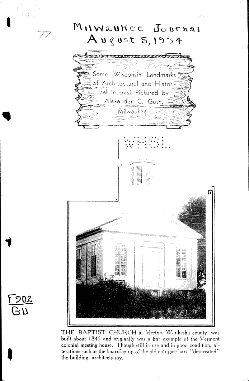  Source: Milwaukee Journal Topics: Architecture Date: 1934-08-05